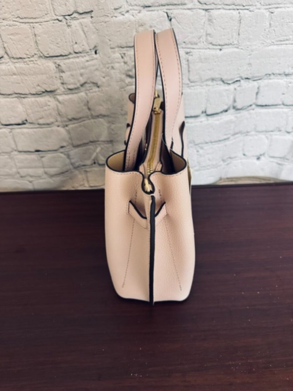 Michael Kors Emilia Small Satchel Powder Blush Pebbled Leather NWT - Picture 2 of 12
